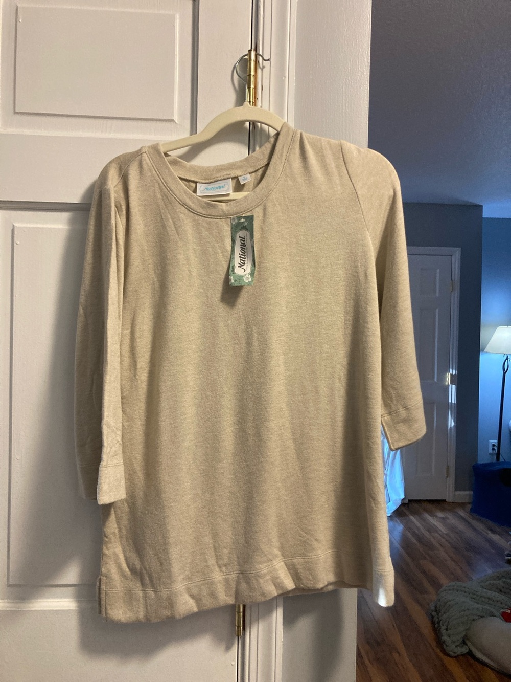 Women's Cream Raglan Sleeve Knit Top by National Brand size small